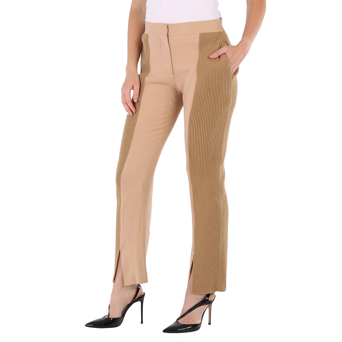 Брюки женские широкие с высокой посадкой Ladies Soft Fawn Wide Leg Smart Trousers Burberry, Soft Fawn — фото 3