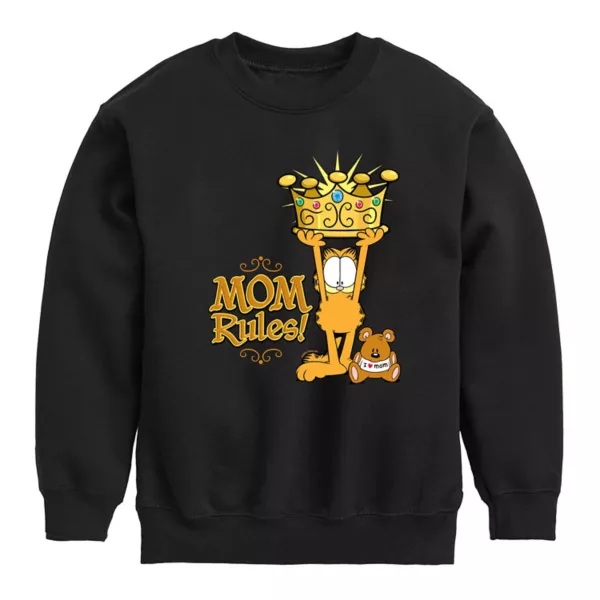 

Флисовая толстовка Garfield Mom Rules для мальчиков 8-20 лет Licensed Character, черный