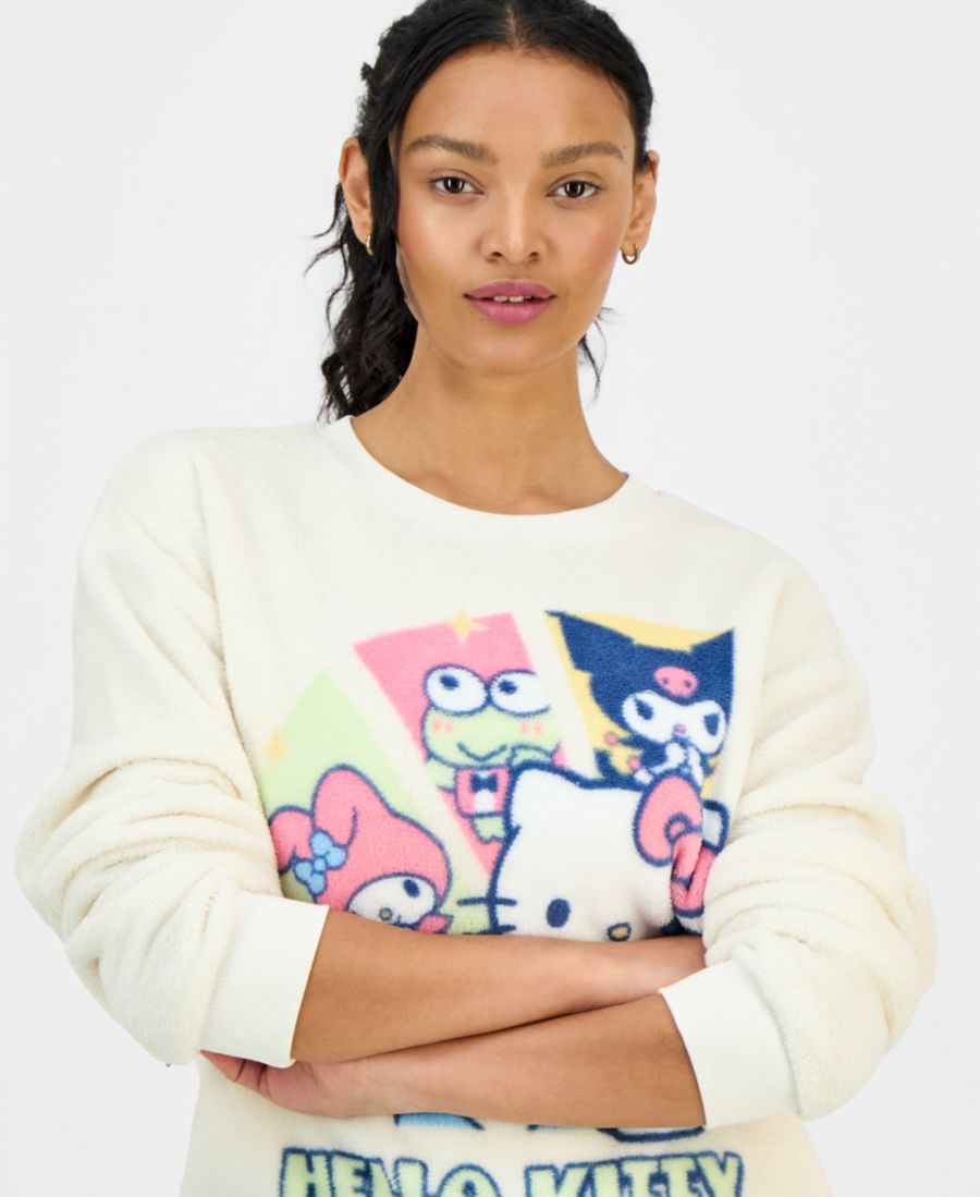 Женская флисовая толстовка с графическим принтом Hello Kitty Love Tribe, Egret — фото 3