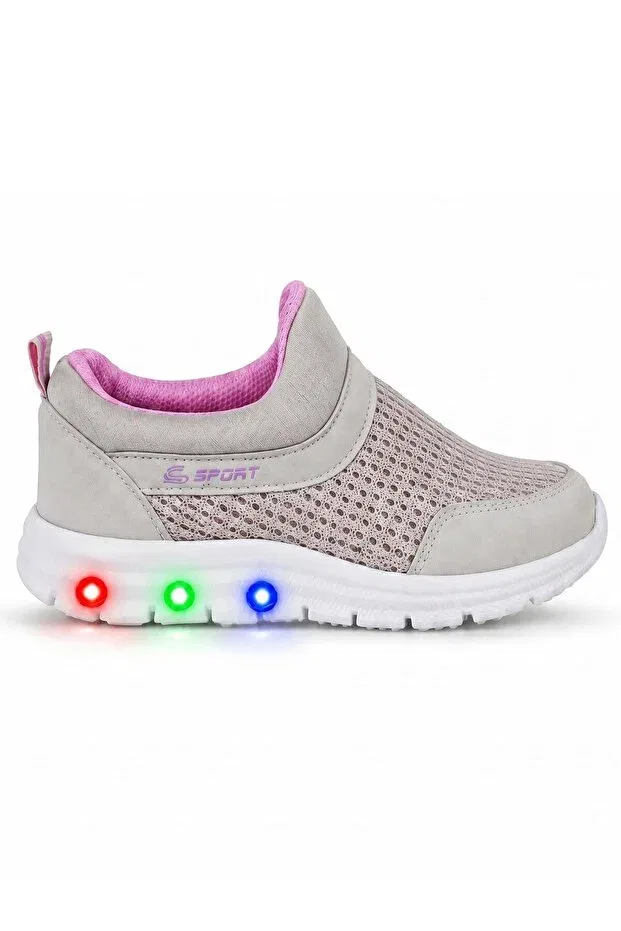 Детские спортивные кроссовки для девочек с коротким каблуком Civil Sport, Gray-Lilac — фото 2