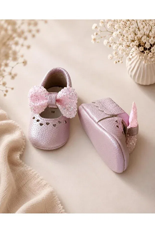 Детские мокасины из натуральной кожи Lilac genuine leather baby moccasins Viela Gift Atelier, Purple — фото 3