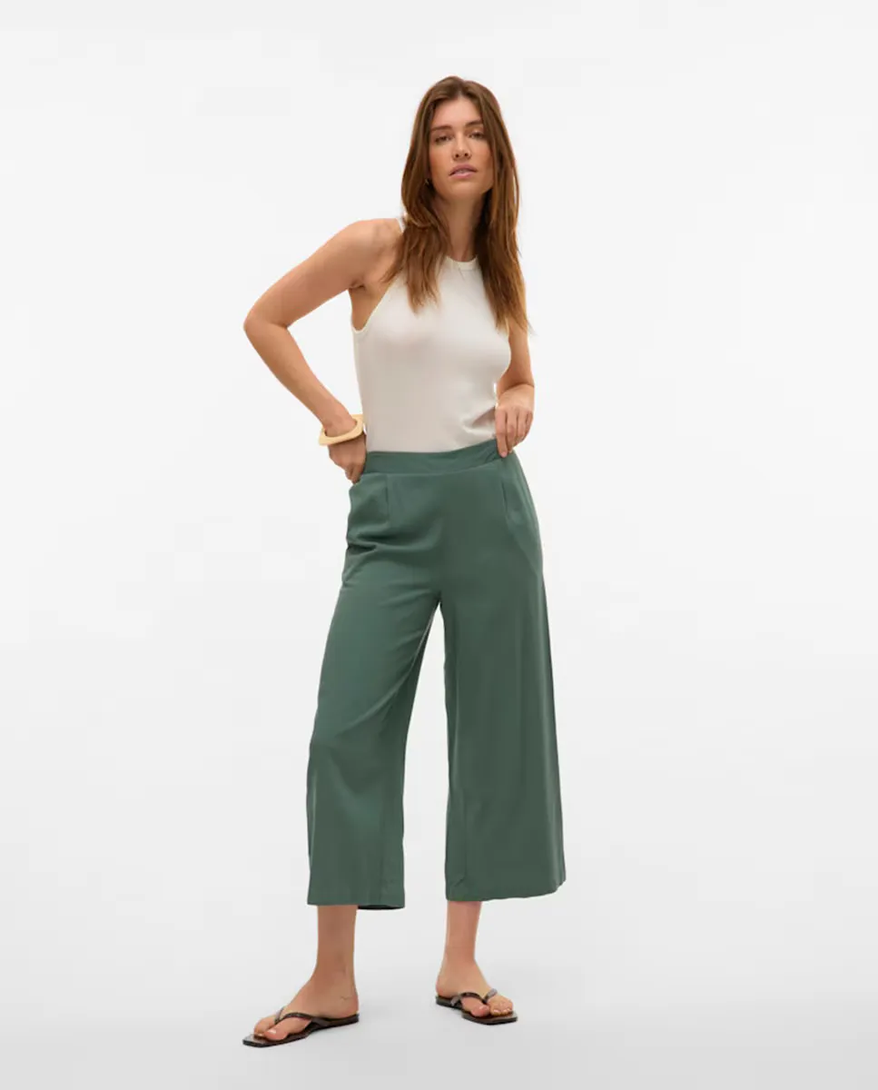 

Женские брюки-кюлоты из льна Vero Moda, темно-зеленый