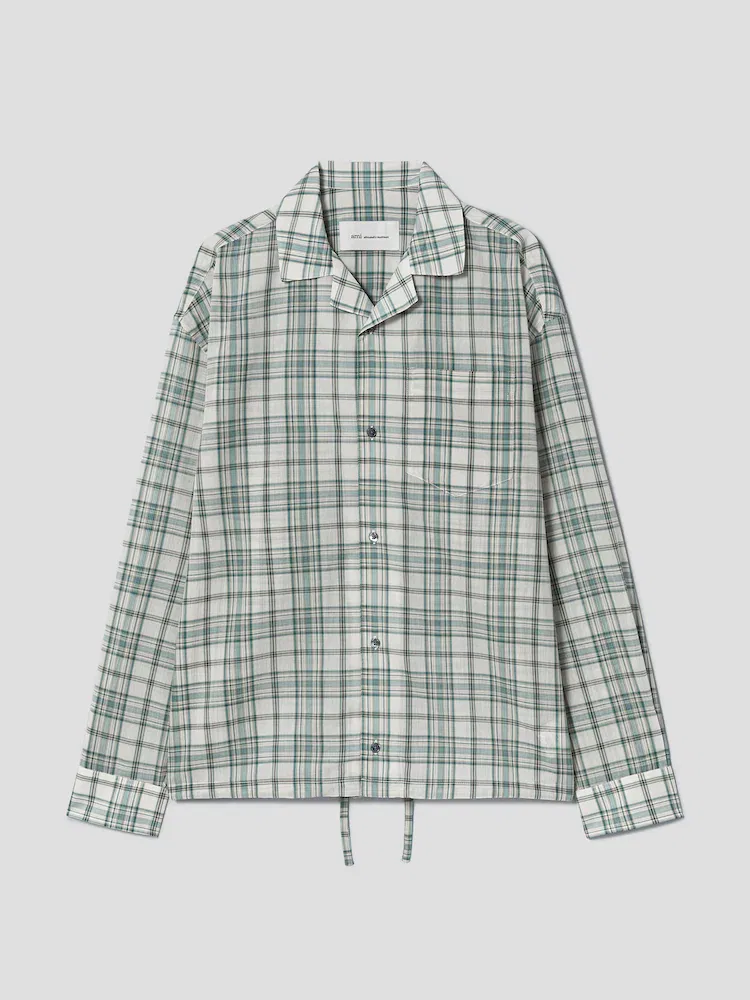 Рубашка свободного кроя с клетчатым принтом, Boxy Shirt AMI PARIS, Green