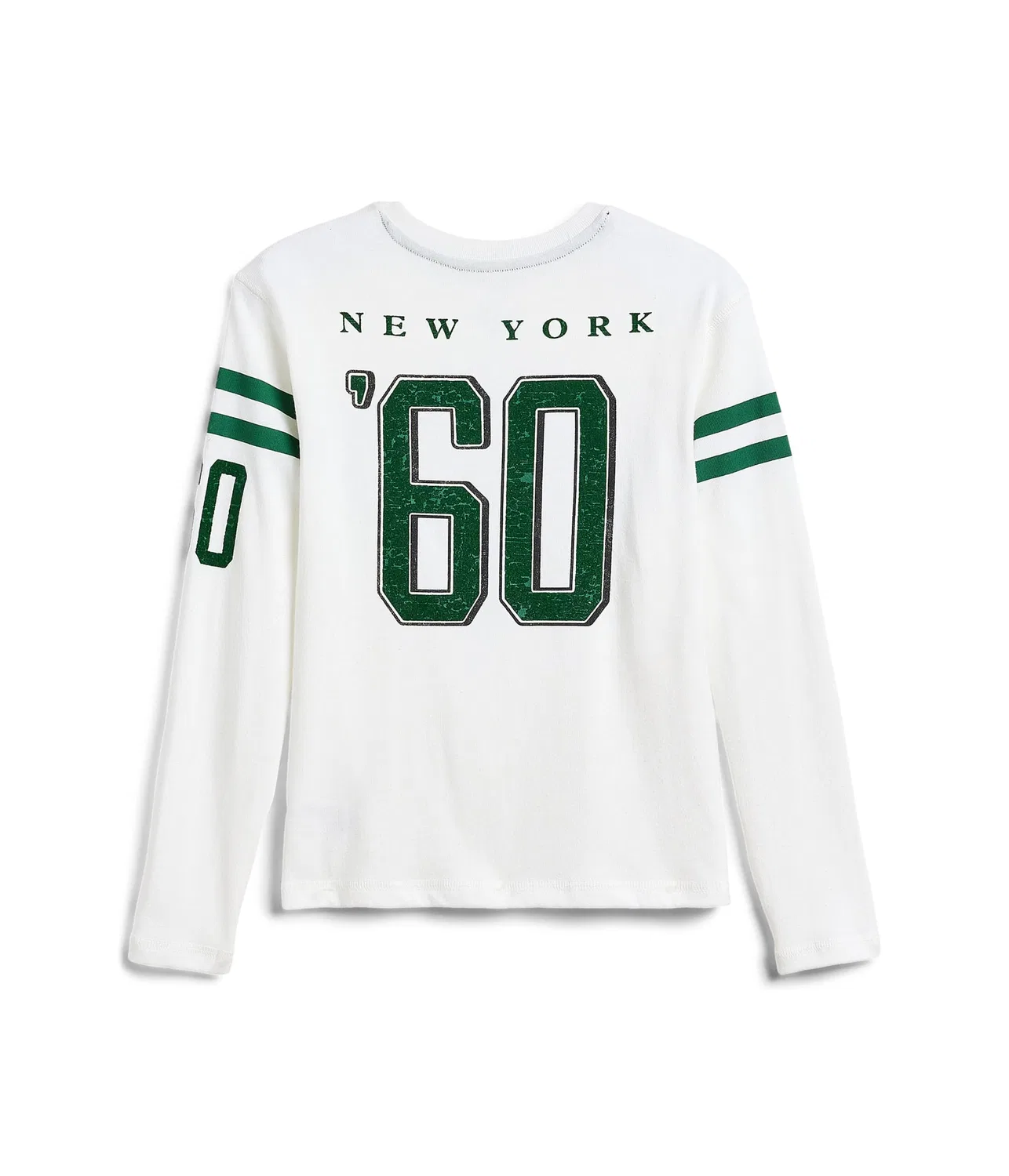 Футболка с длинными рукавами в полоску с кокеткой NFL New York Jets (для маленьких и больших детей) Junk Food Clothing Kids, Vintage White — фото 2