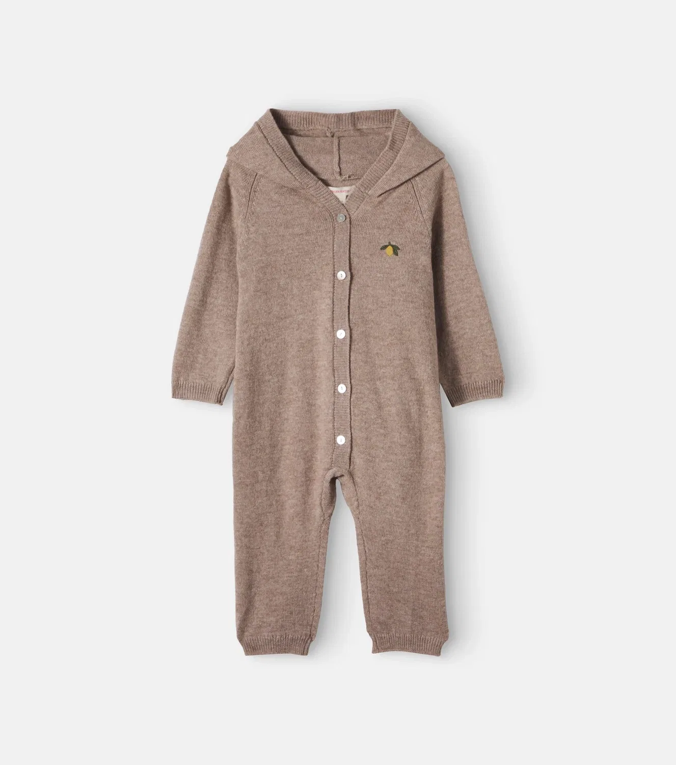 Комбинезон шерстяной с капюшоном Baby Mattou Konges Sløjd, коричневый