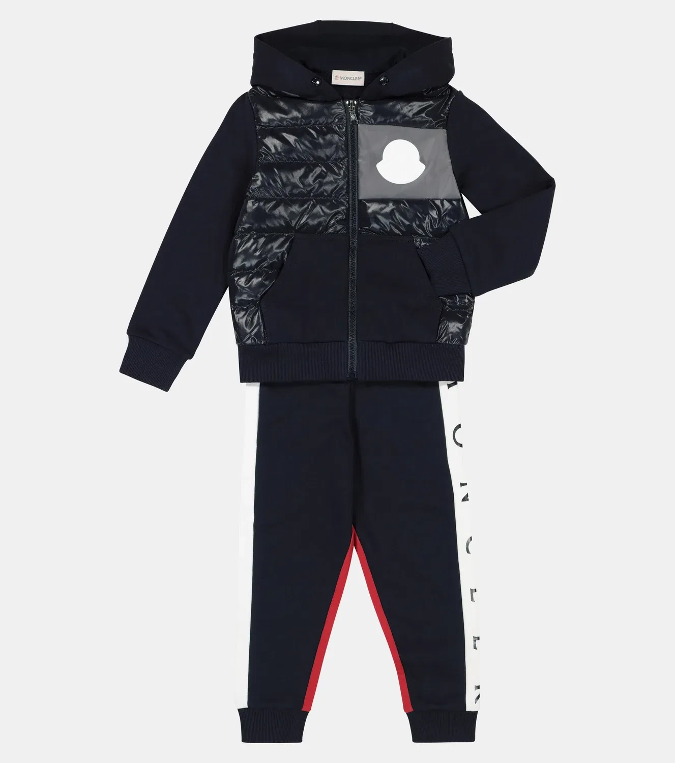 Стеганая пуховая толстовка с капюшоном Moncler Enfant, синий — фото 2