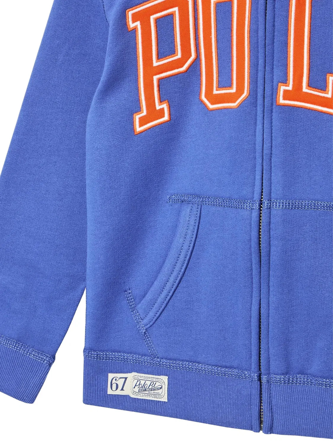 Худи на молнии с логотипом Polo Ralph Lauren Kids, синий — фото 3