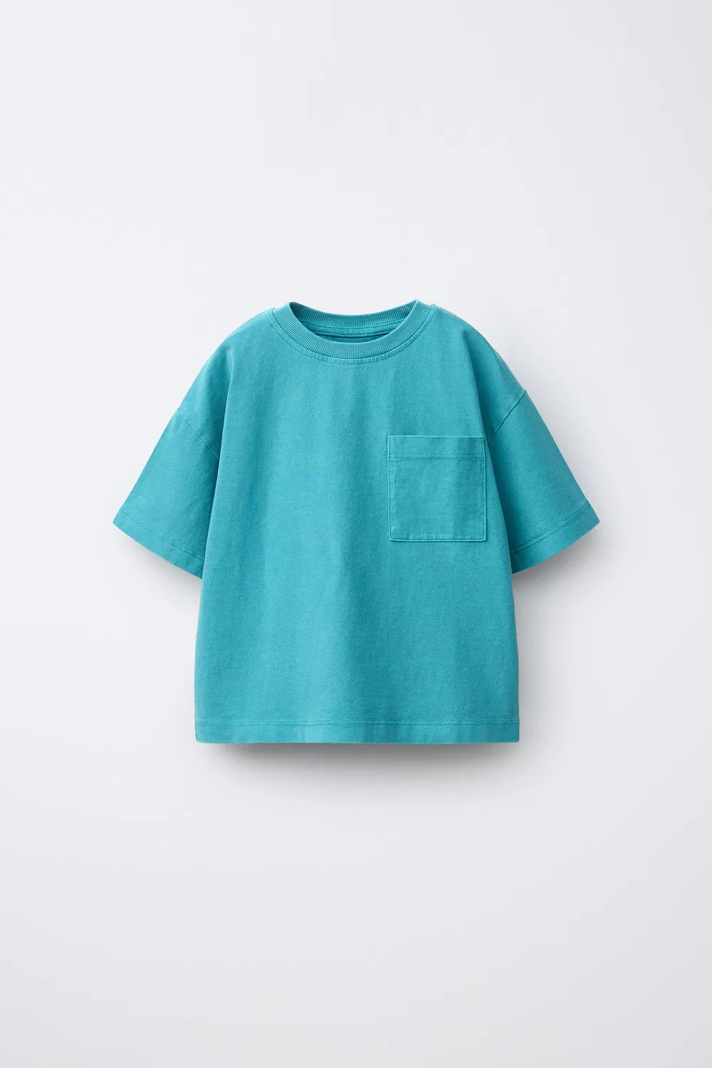 Футболка, окрашенная в готовом виде, с карманом ZARA, Blue