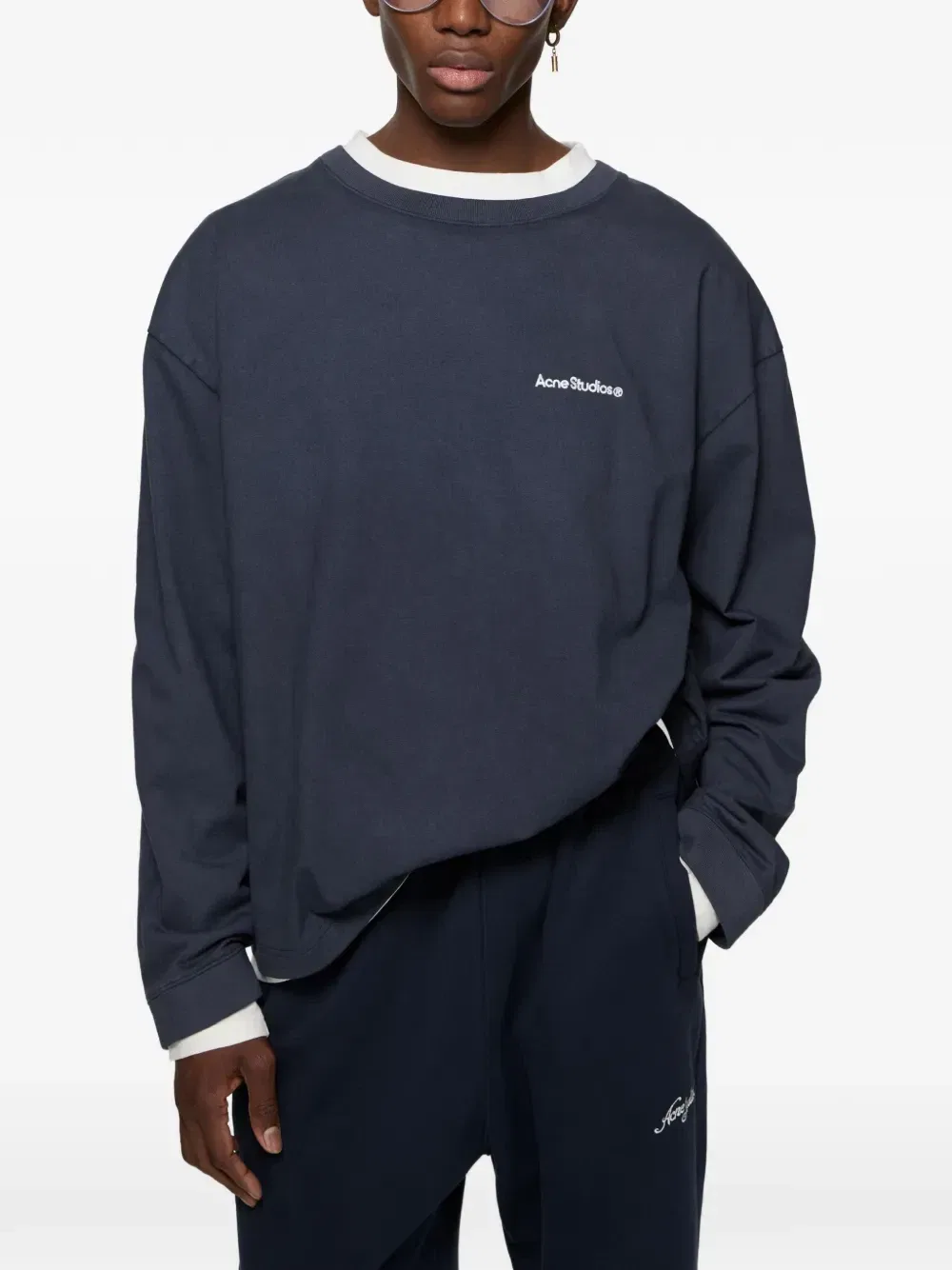 Многослойная толстовка с логотипом Acne Studios, синий — фото 4