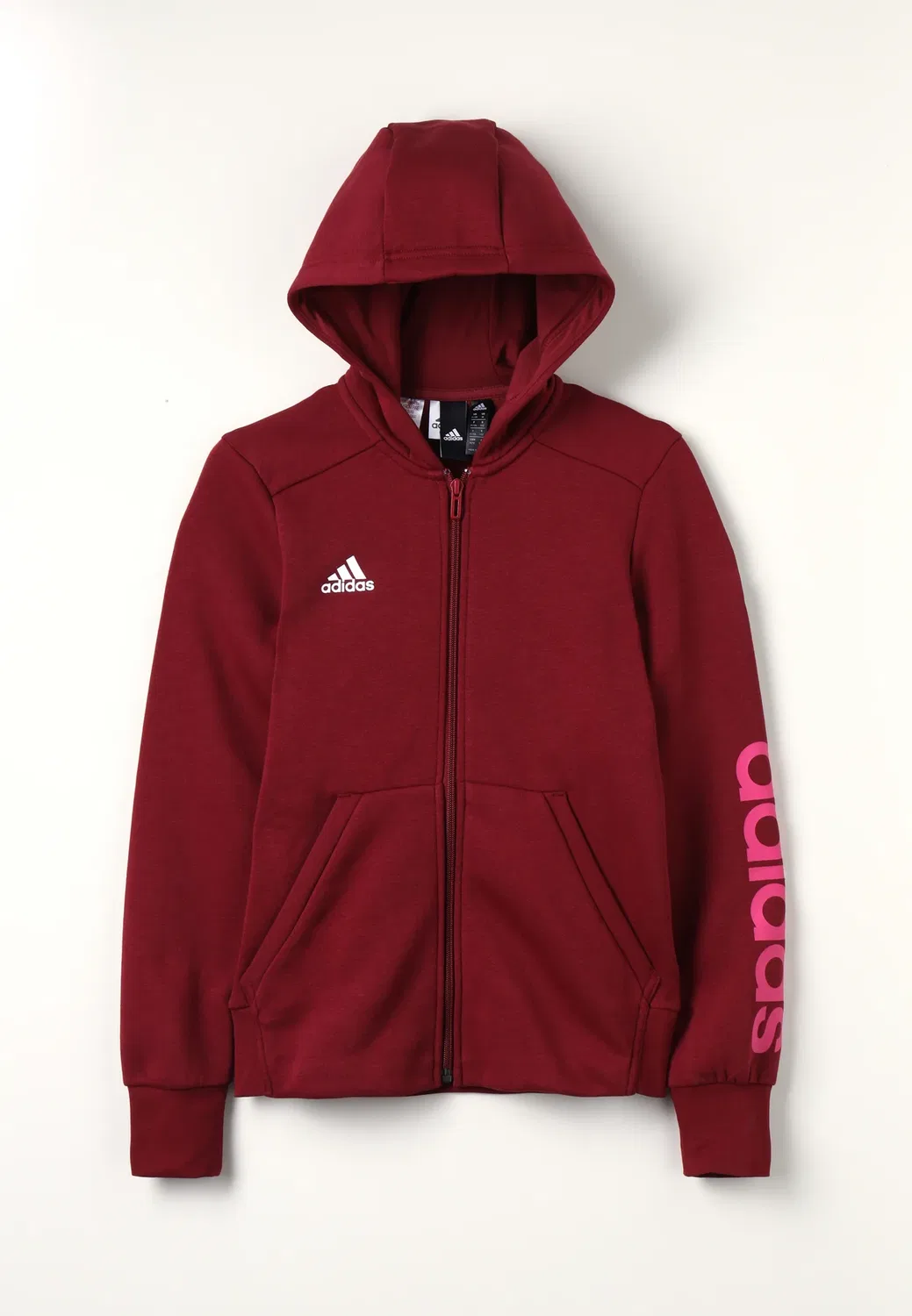 Линейная толстовка на молнии Adidas Performance, Noble Maroon/Real Magenta/White