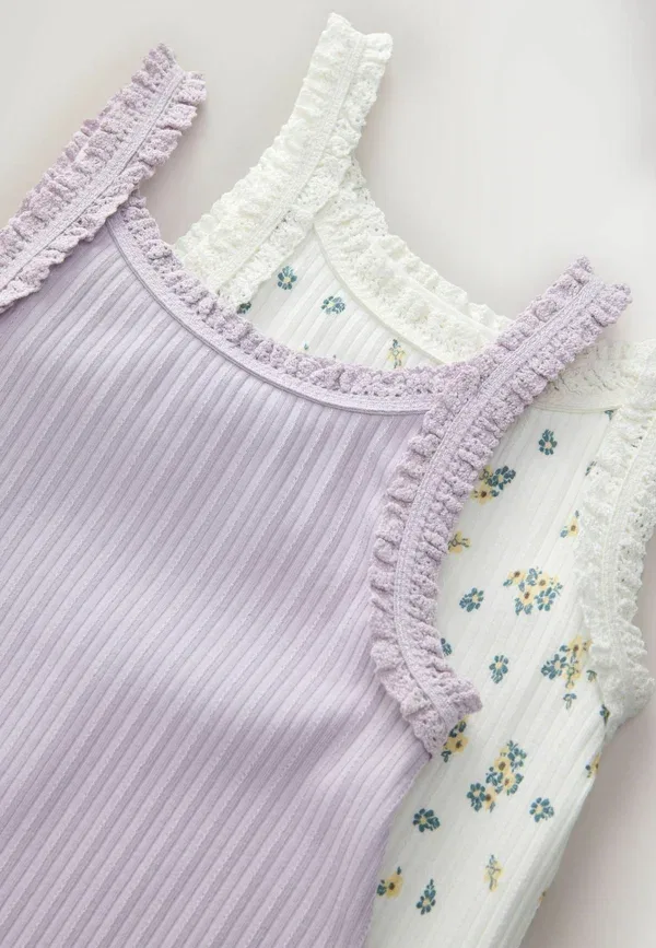 Комплект из 2 топов, флоральный, 2 pack - top, Next, lilac ecru floral, сиреневый — фото 2