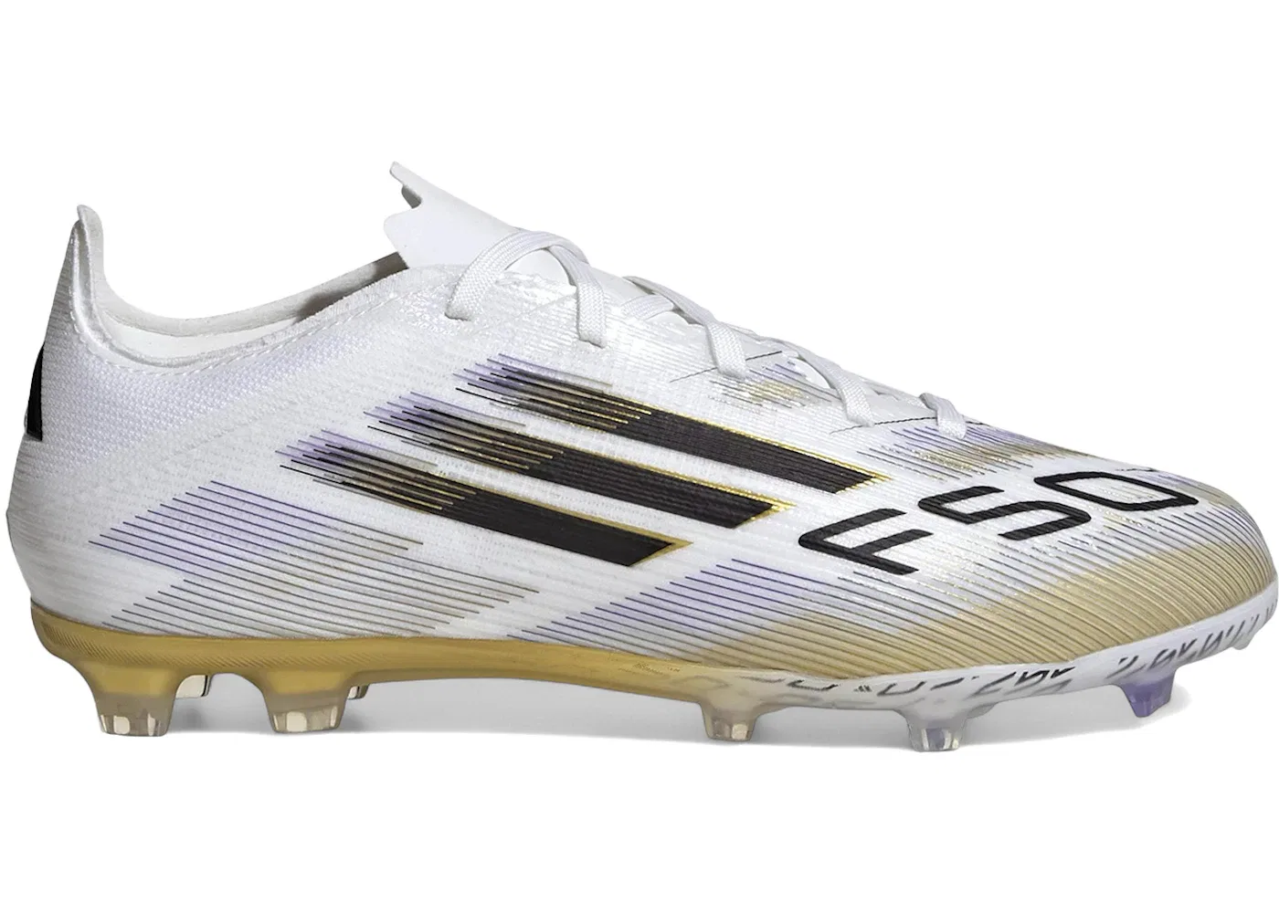 Детские бутсы с фиксированными шипами Adidas F50 Elite FG, Cloud White/Core Black/Gold Metallic
