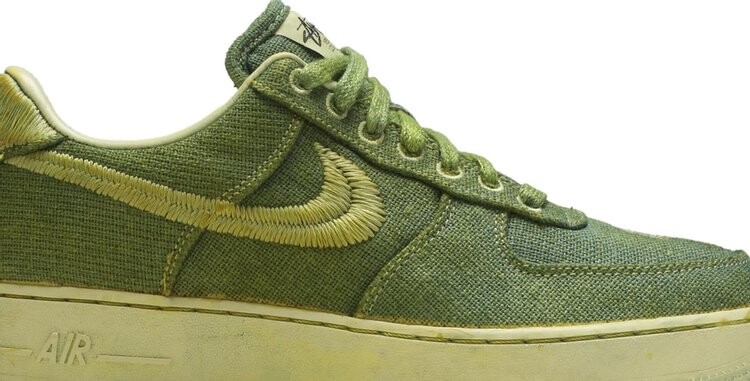 Кроссовки Nike Stussy x Lookout & Wonderland x Air Force 1 Low 'Hand Dyed - London', зеленый — фото 3
