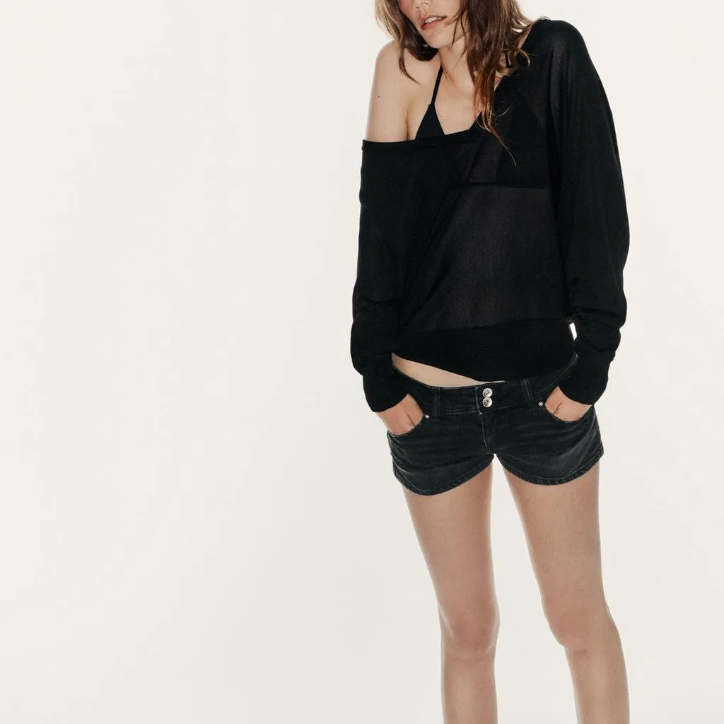 Женские джинсовые шорты Carbon ZARA, Carbon — фото 4