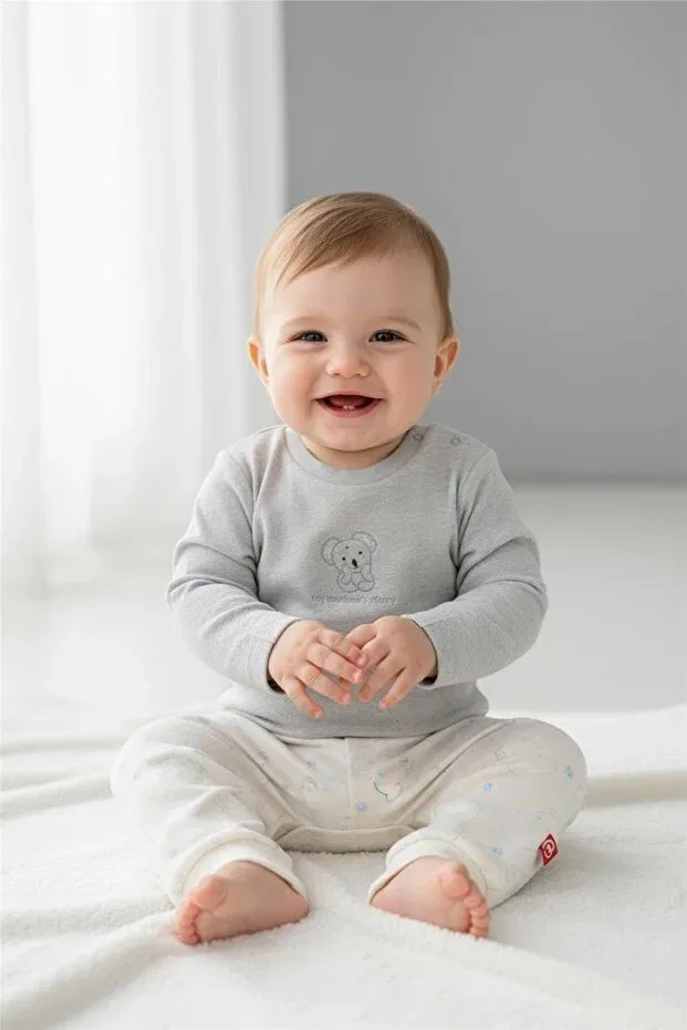Детские брюки для девочек хлопковые cute bear Bebetto, Blue — фото 4