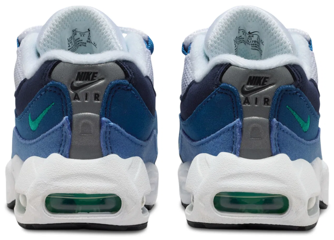 Кроссовки для мальчиков Air Max 95 PRM Nike, цвет White/Emerald Green/Lake Blue — фото 3