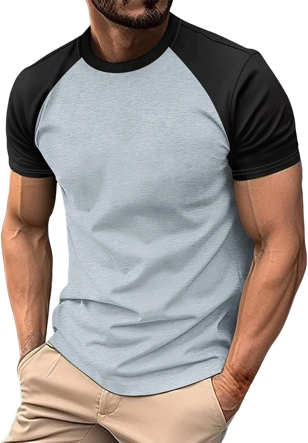 Мужская базовая футболка реглан Slim Fit, Grey