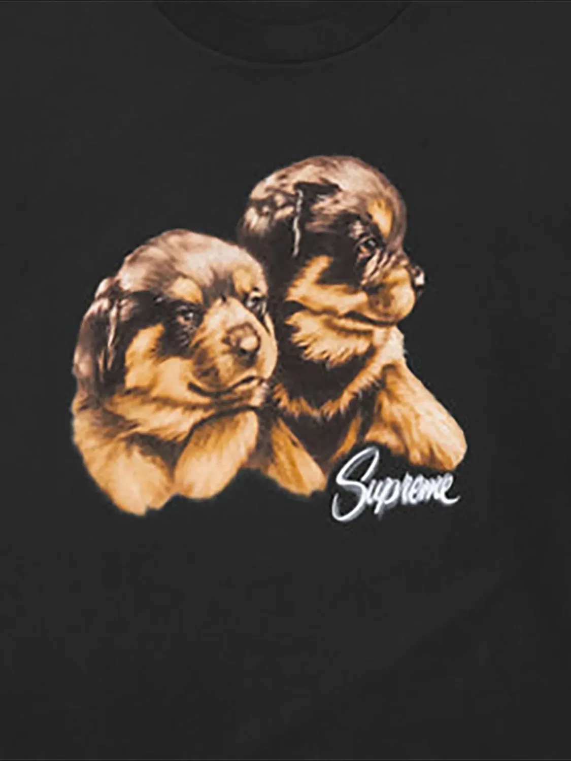 Футболка с принтом Puppies черного цвета Supreme, черный — фото 2