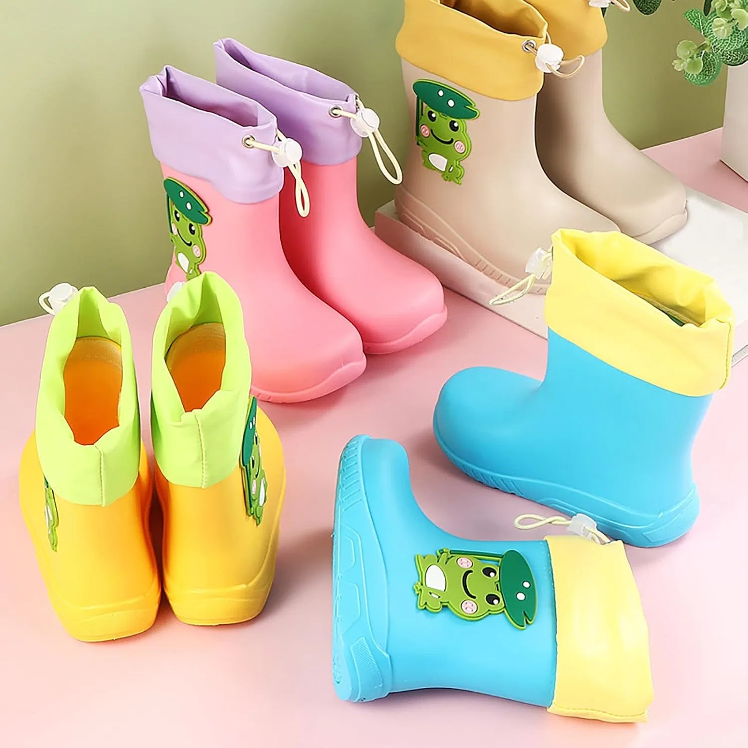 Детские сапоги дождевые с принтом динозавров Boys Girls Dinosaur Rain Boots, Khaki — фото 2