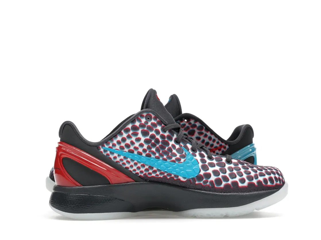 Детские кроссовки для мальчиков с контрастными акцентами Nike Kobe 6, Dark Grey/Chlorine Blue/Daring Red — фото 3
