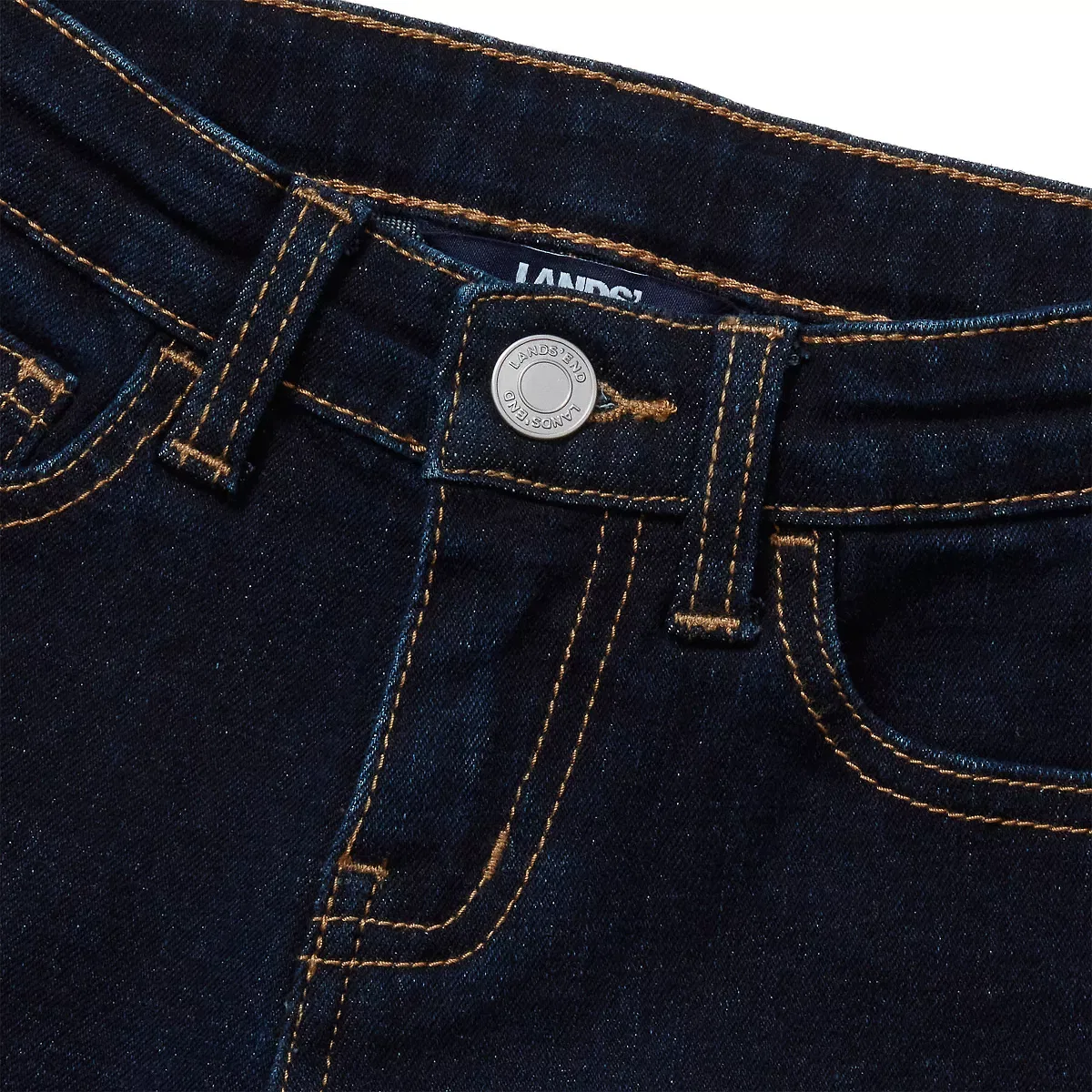 Детские джинсы для девочек широкие с завышенной талией Lands' End, Dark Midnight Blue — фото 3