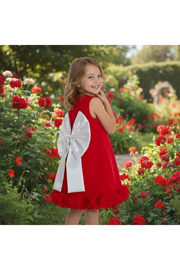 Детское платье для девочек с длинным рукавом Milay'S Life Home Collections, Red Bow — фото 2