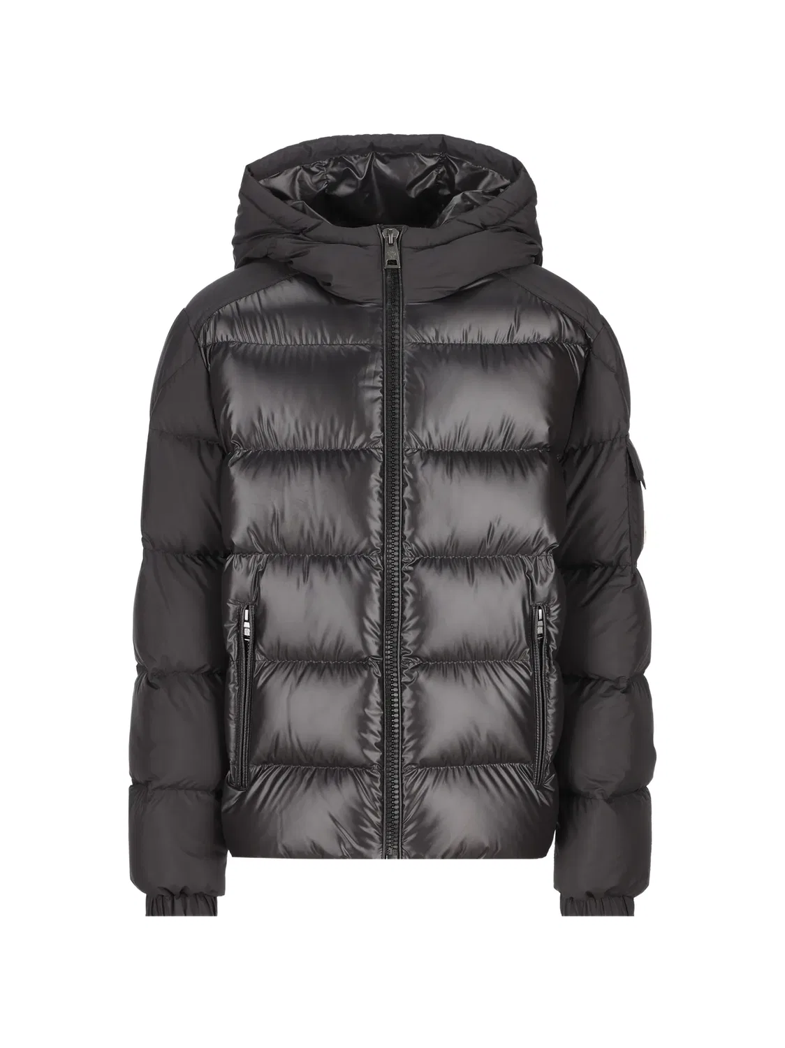 Стеганое пальто с капюшоном Hyoseris Moncler Enfant, черный