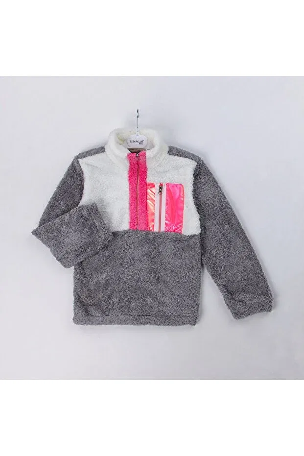 Детская кофта для девочек с воротником-стойкой Esterella, Gray