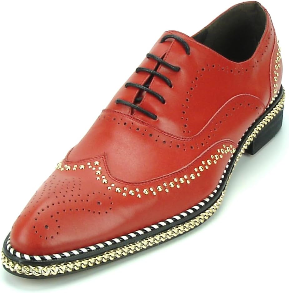 

Мужские кожаные туфли FI-7201 с крыльчатым носком и шнуровкой Fiesso By Aurelio Garcia, красный