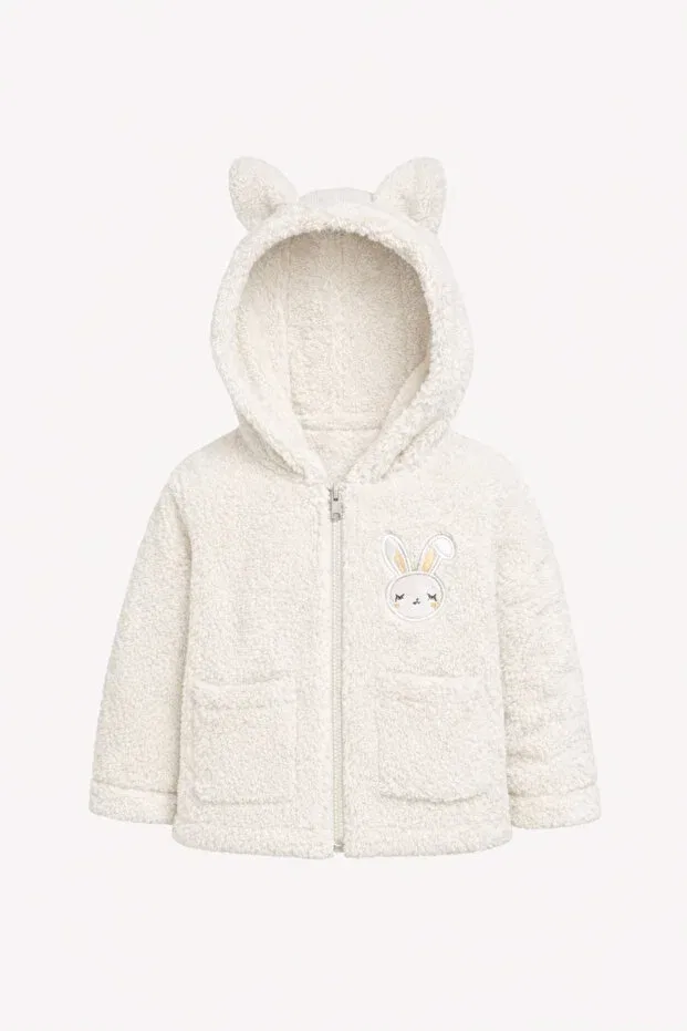 Детский кардиган для девочек с вышивкой кролика Bubito, White — фото 2