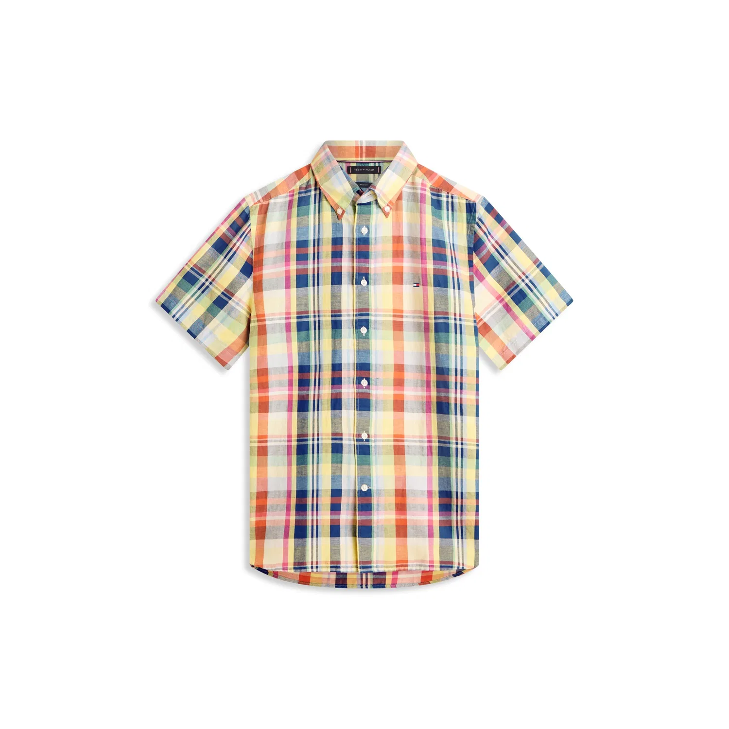 Мужская рубашка с коротким рукавом regular fit Tommy Hilfiger, Brilliant Orange/Check — фото 4