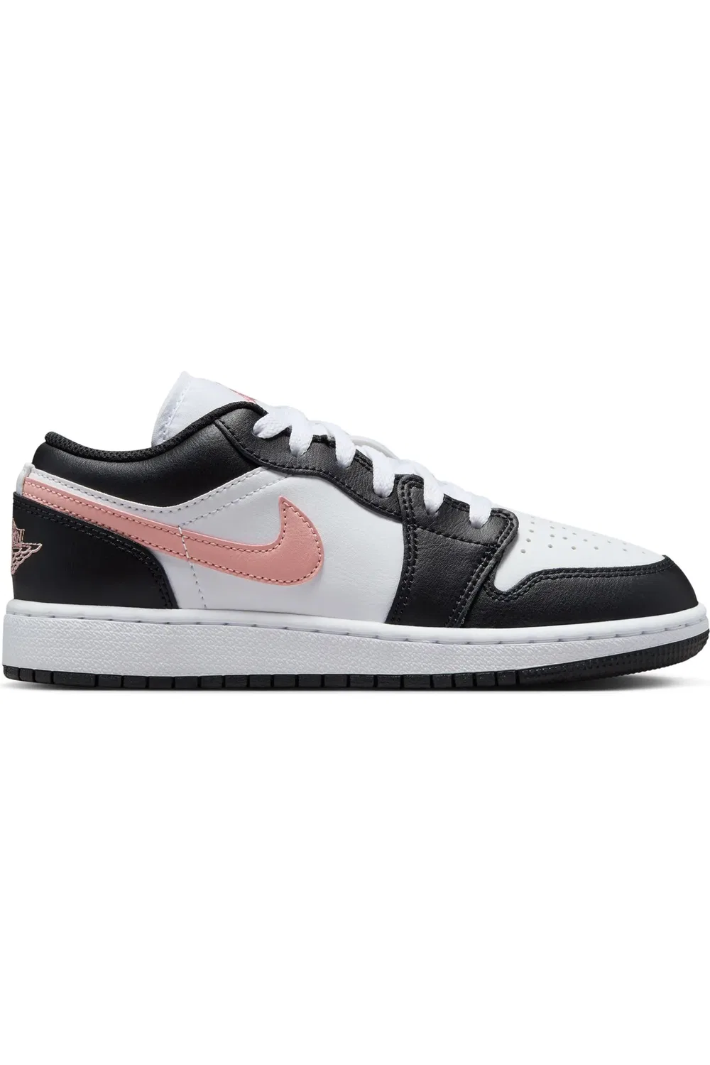 Детские кроссовки баскетбольные с амортизацией Air Jordan 1 Low Jordan, белый/черный/ржаво-розовый — фото 2
