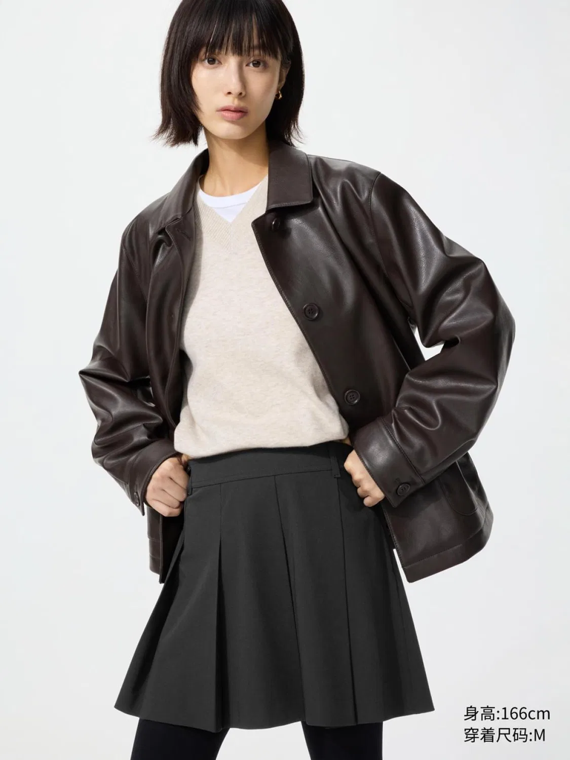 Юбка-шорты мини со складками Uniqlo, черный