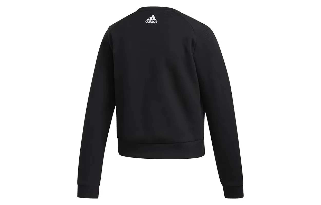 Куртка спортивная с круглым воротом Adidas, черная — фото 2