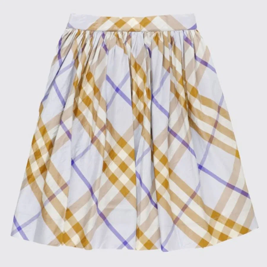 Юбка плиссированная шелковая Kids Vienna Pleated Check Burberry, Slate Blue Ip Check — фото 2