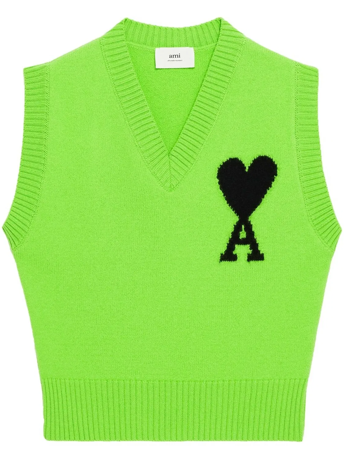 Вязанный жилет Ami de Coeur AMI Paris, зеленый