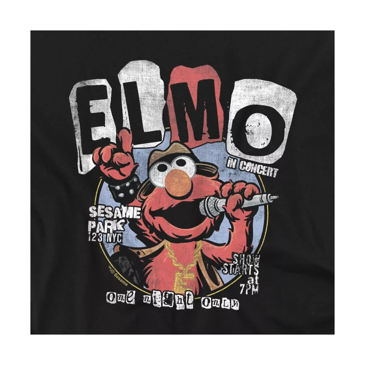 Детское боди с коротким рукавом Sesame Street Elmo In Concert Tee, Черный — фото 2