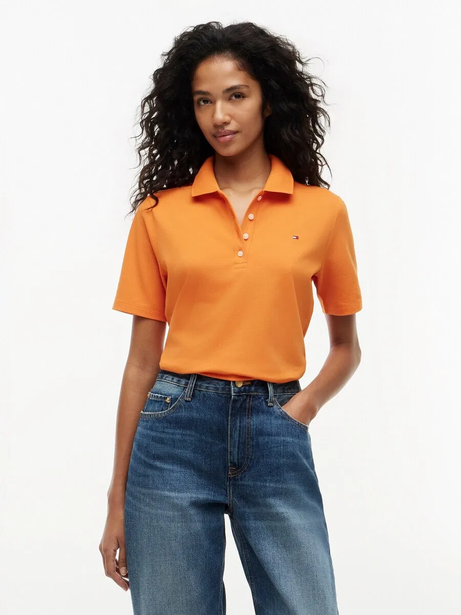 Футболка TOMMY HILFIGER '1985 Regular Fit' темно-оранжевого цвета — фото 2