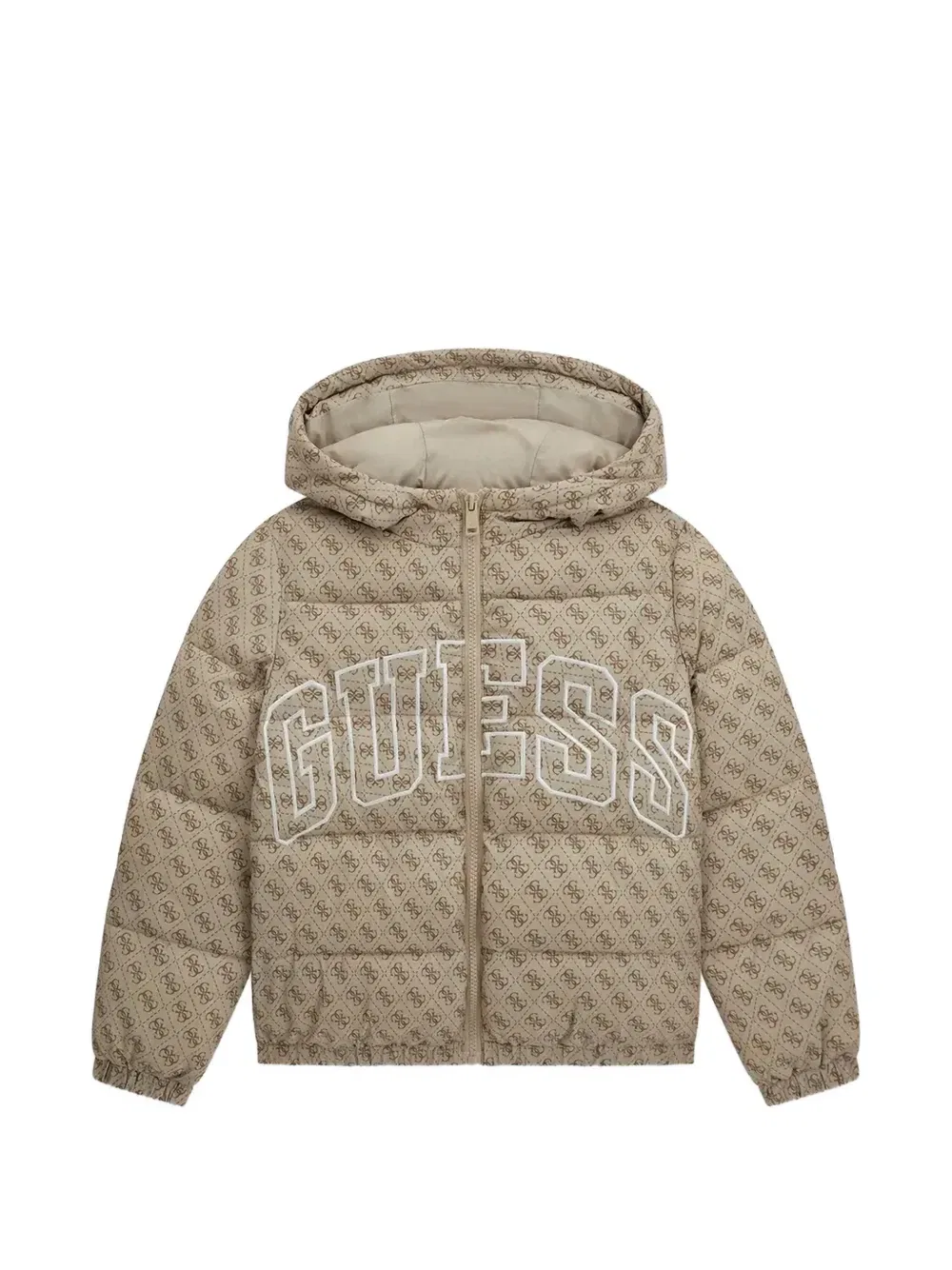 Куртка с капюшоном с принтом логотипа Guess Kids, бежевый