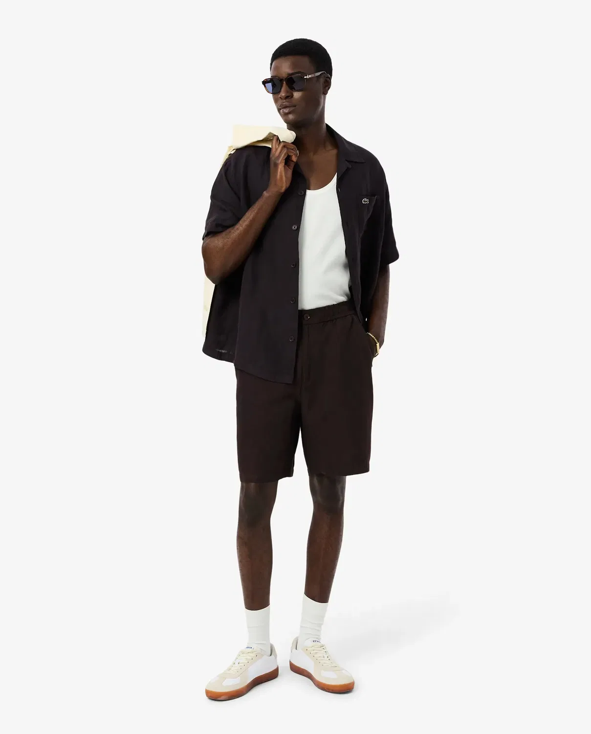 Мужские шорты из льняной смесовой ткани Lacoste, Marrón