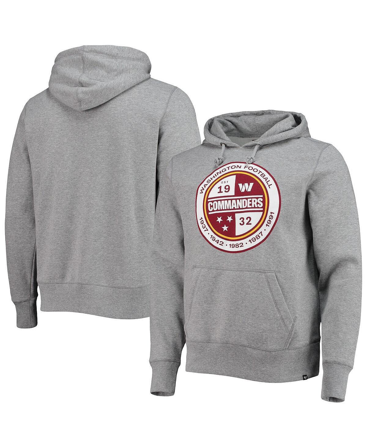 

Мужская толстовка с капюшоном '47 grey washington commanders imprint headline pullover '47 Brand, серый