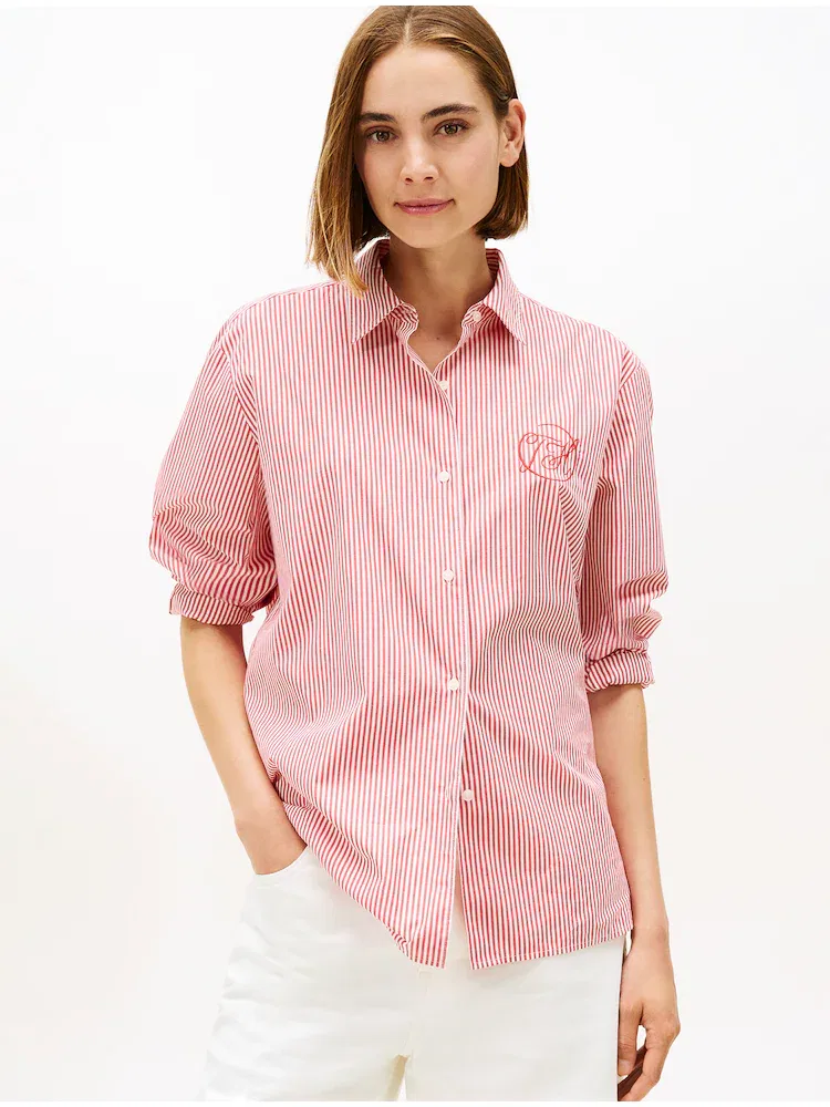 Рубашка с длинным рукавом из хлопка TOMMY HILFIGER, Coral