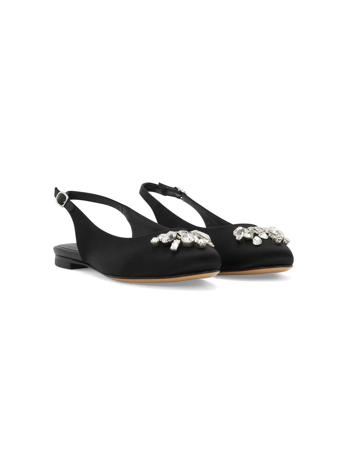 Балетки-слингбэки с кристаллами Dolce & Gabbana, черный