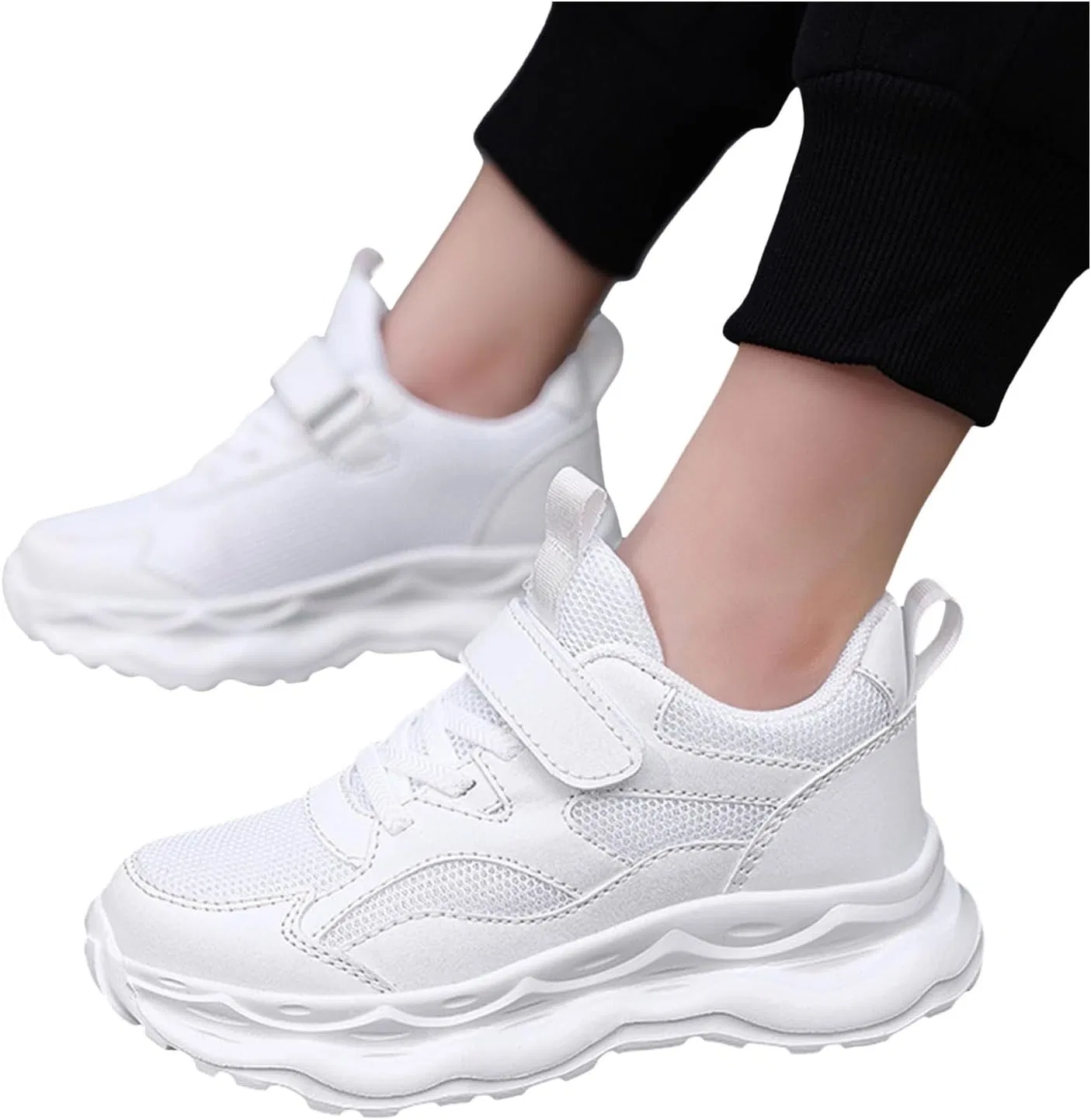 Детские кроссовки для мальчиков и девочек с сеткой, White — фото 3
