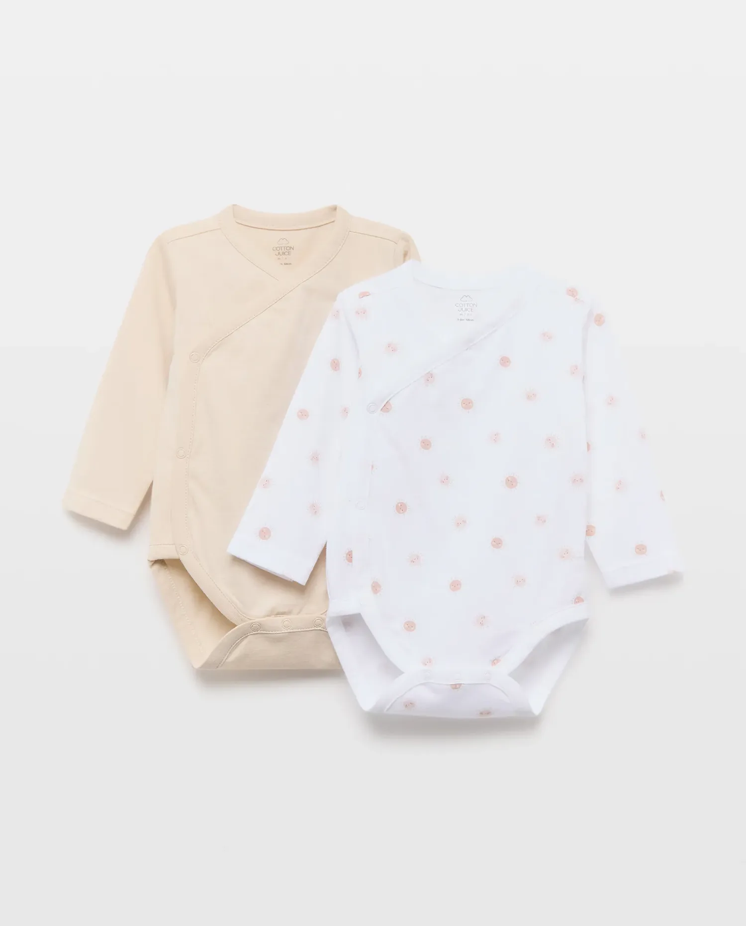 Набор из 2 фантазийных бодиков для новорожденных с длинным рукавом Cotton Juice, Camel