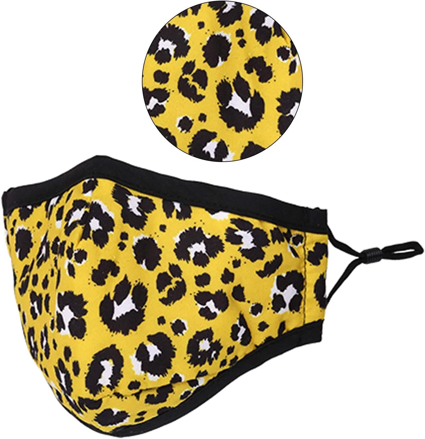 Многоразовая тканевая маска, 3 слоя, хлопок, Trimming Shop, 4 шт, Light Yellow Leopard Print — фото 2