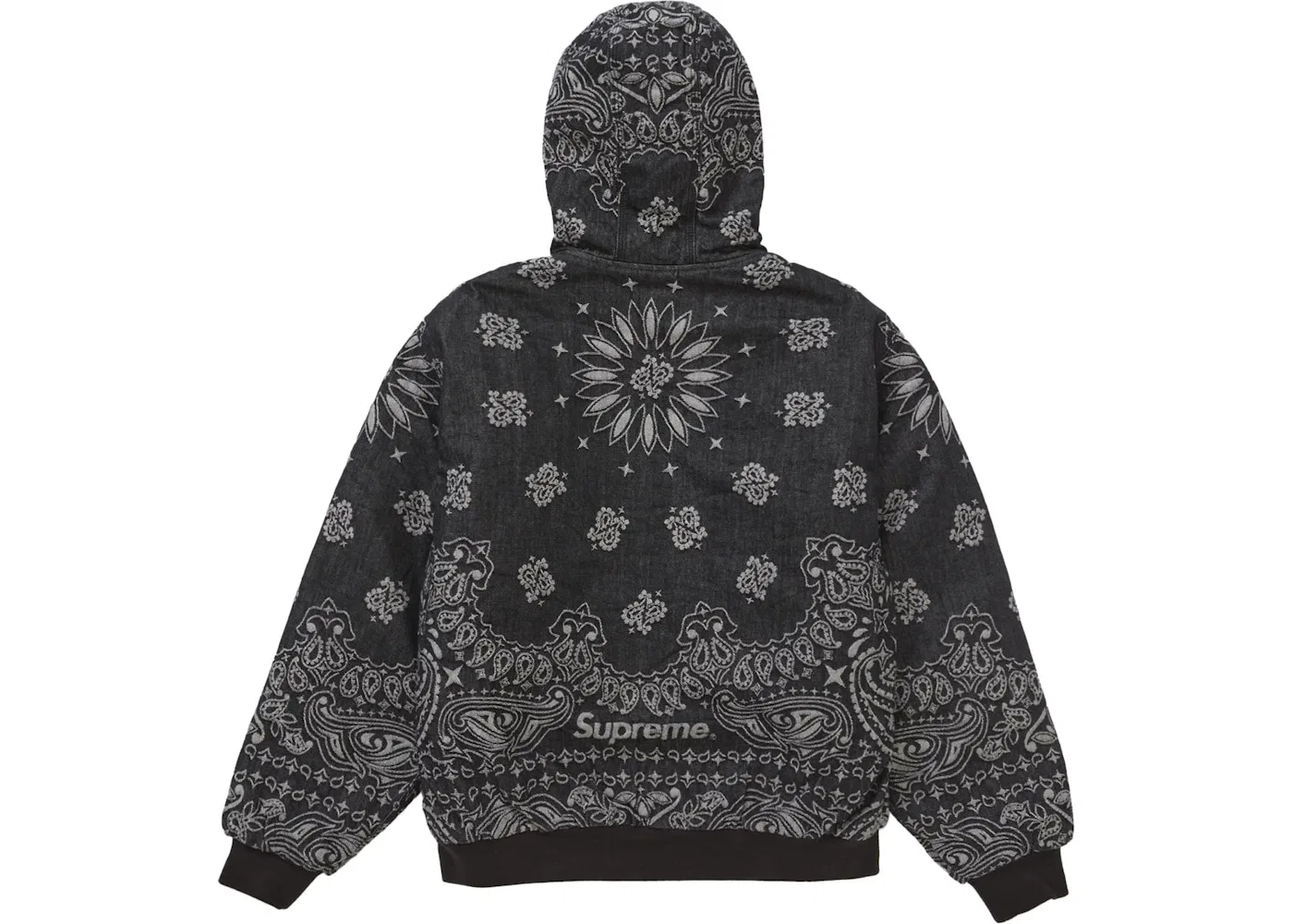 Мужская куртка-худи джинсовая с принтом Bandana Supreme, Black — фото 3