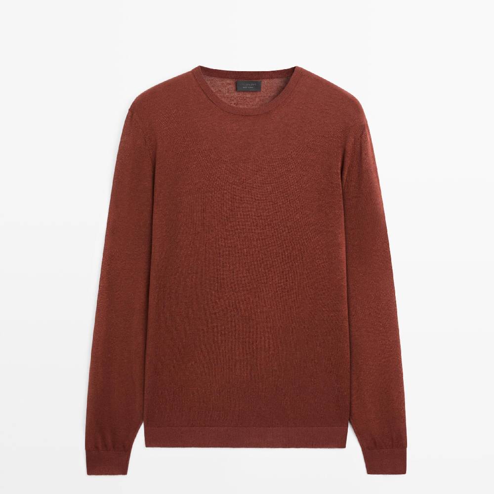 Джемпер Massimo Dutti Linen And Cashmere Knit Crew Neck, красный