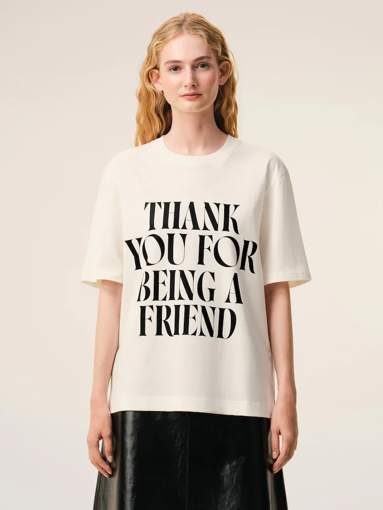 Футболка с принтом Boxy Fit AMI PARIS, White — фото 2
