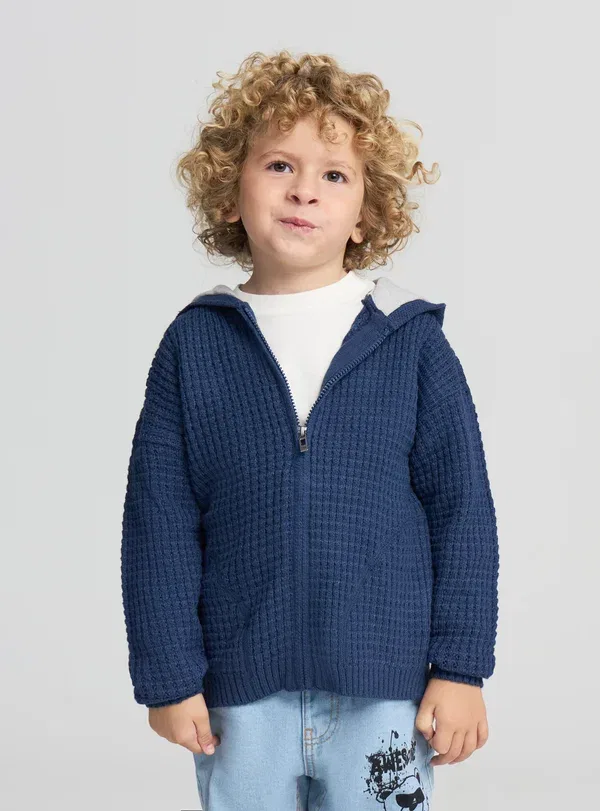 Кардиган с капюшоном Cardigan Terranova, Blu Denim Scuro, синий — фото 2